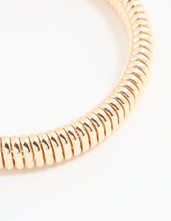 Gold Skinny Ribbed Wrist Cuff