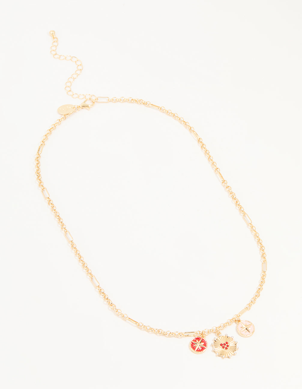 Gold Heart & Star Charm Pendant Necklace