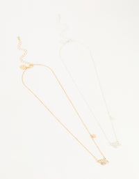 Mixed Metal Star & Planet Necklaces 2-Pack - link has visual effect only