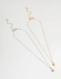 Mixed Metal Heart Locket Necklaces 2-Pack - link has visual effect only