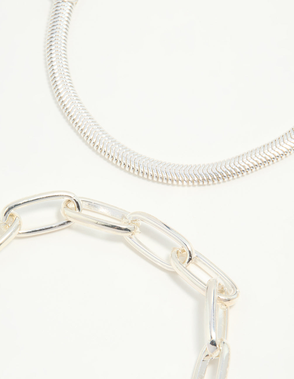 Silver Mixed Chains Bracelet 3-Pack