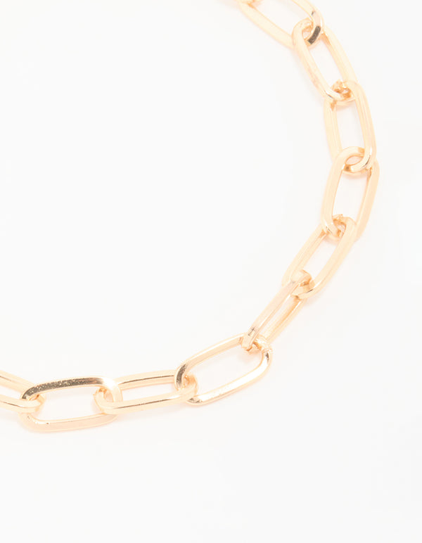 Gold Mixed Chain & Lock Bracelet 3-Pack