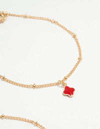 Gold Multicoloured Flower Statement Bracelets 3-Pack - link has visual effect only