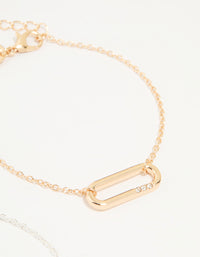Mixed Metals Diamante Oval Centre Bracelets 3-Pack - link has visual effect only