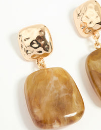 Gold Brown Double Square Drop Earrings - link has visual effect only