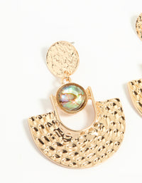 Gold Genuine Shell Textured Circle Swing Earrings - link has visual effect only