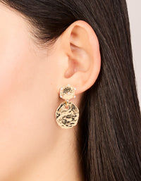 Gold Molten Circle Drop Earrings - link has visual effect only