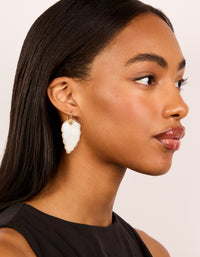 Gold Genuine Shell Leaf Drop Earrings - link has visual effect only