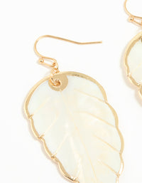 Gold Genuine Shell Leaf Drop Earrings - link has visual effect only