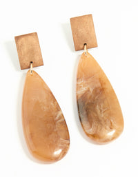 Gold Wood Oval Drop Earrings - link has visual effect only