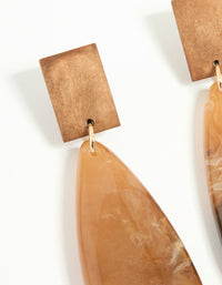 Gold Wood Oval Drop Earrings - link has visual effect only