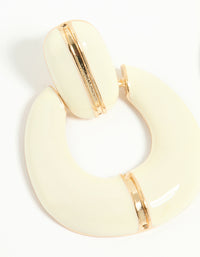 Gold White Acrylic Doorknocker Stud Earrings - link has visual effect only