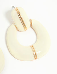 Gold White Acrylic Doorknocker Stud Earrings - link has visual effect only