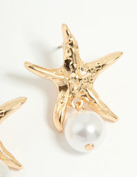 Gold Pearl Starfish Drop Earrings - link has visual effect only