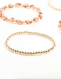 Gold Brown Beaded Stretch Bracelets 6-Pack - link has visual effect only