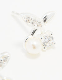 Sterling Silver Cubic Zirconia Cherry Stud Earrings - link has visual effect only