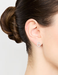 Sterling Silver Cubic Zirconia Double Flower Stud Earrings - link has visual effect only