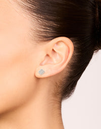 Sterling Silver Cubic Zirconia Pave Flower Stud Earrings - link has visual effect only