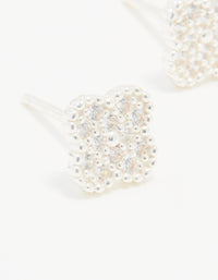 Sterling Silver Cubic Zirconia Pave Flower Stud Earrings - link has visual effect only