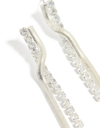 Silver Cubic Zirconia Snake Chain Drop Earrings - link has visual effect only