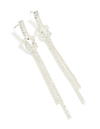 Silver Cubic Zirconia Knot Drop Earrings - link has visual effect only
