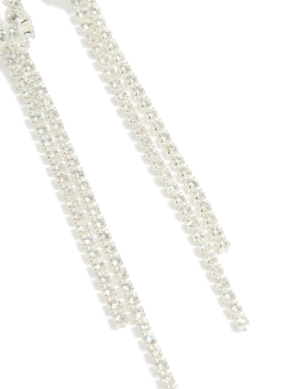 Silver Cubic Zirconia Knot Drop Earrings