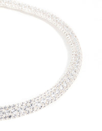 Silver Cubic Zirconia Thick Cupchain Choker Necklace - link has visual effect only