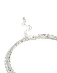 Silver Cubic Zirconia Navette Tennis Set - link has visual effect only