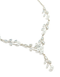 Silver Pearl Cubic Zirconia Y-Necklace - link has visual effect only