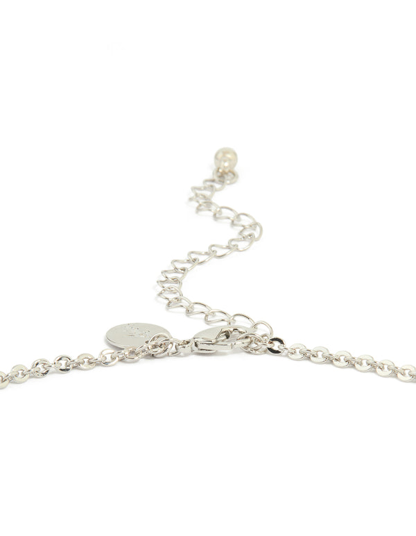 Silver Pearl Cubic Zirconia Y-Necklace