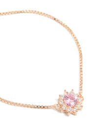 Rose Gold Cubic Zirconia Pink Floral Toggle Bracelet - link has visual effect only