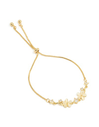 Gold Cubic Zirconia Floral Bracelet - link has visual effect only