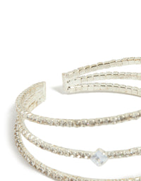 Silver Cubic Zirconia Layered Bangle - link has visual effect only