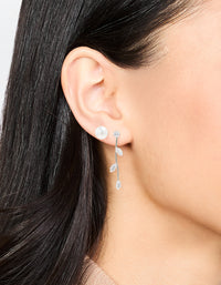 Silver Pearl & Cubic Zirconia Vine Drop Earrings 2-Pack - link has visual effect only