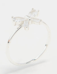 Sterling Silver Cubic Zirconia Bow Crystal Ring - link has visual effect only