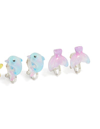 Kids Silver Cute Sea Clip-On Earrings 5-Pack - link has visual effect only
