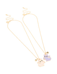 Kids Gold Paw Heart Cat BFF Pendant Necklaces 2-Pack - link has visual effect only