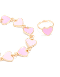 Kids Gold Alternating Heart Bracelet & Ring - link has visual effect only