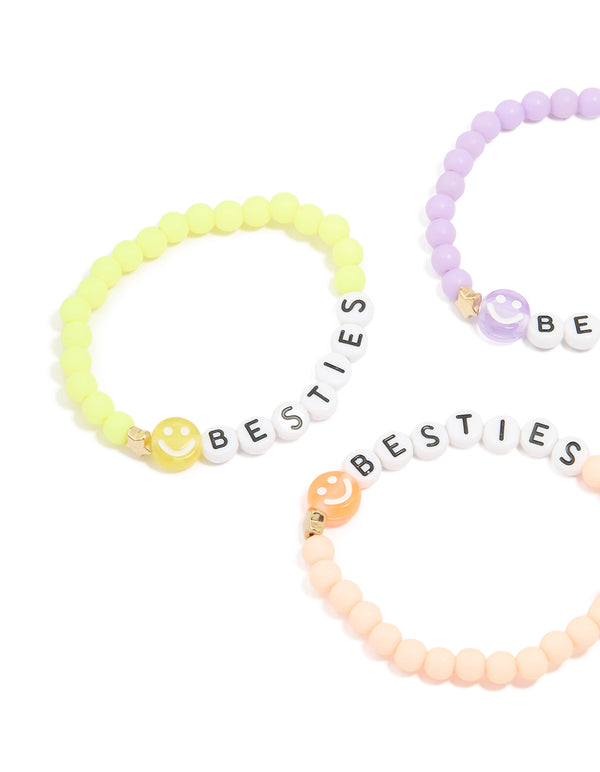 Kids Beaded Smiley Besties Bracelets 5-Pack