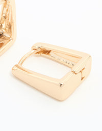 Gold Square Small Huggie Earrings - link has visual effect only