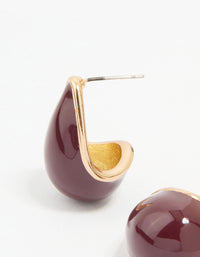 Gold Red Enamel Chunky Teardrop Hoop Earrings - link has visual effect only