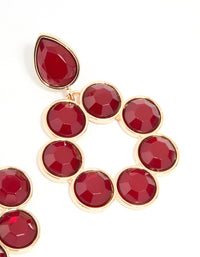 Gold Red Round Stone Drop Earrings - link has visual effect only