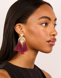 Gold Red Molten Rainbow Shaped Tassel Earrings - link has visual effect only