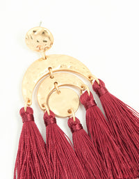 Gold Red Molten Rainbow Shaped Tassel Earrings - link has visual effect only