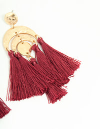 Gold Red Molten Rainbow Shaped Tassel Earrings - link has visual effect only