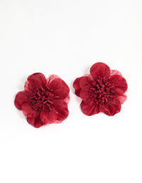 Red Fabric Poppy Flower Stud Earrings - link has visual effect only