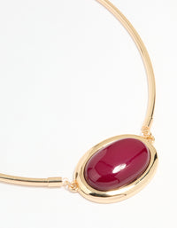 Gold Red Large Stone & Tube Necklace - link has visual effect only