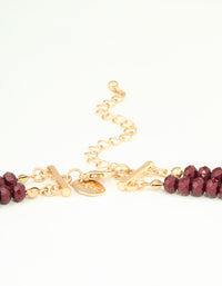 Gold Red Beaded Mini Coin Layered Necklace - link has visual effect only