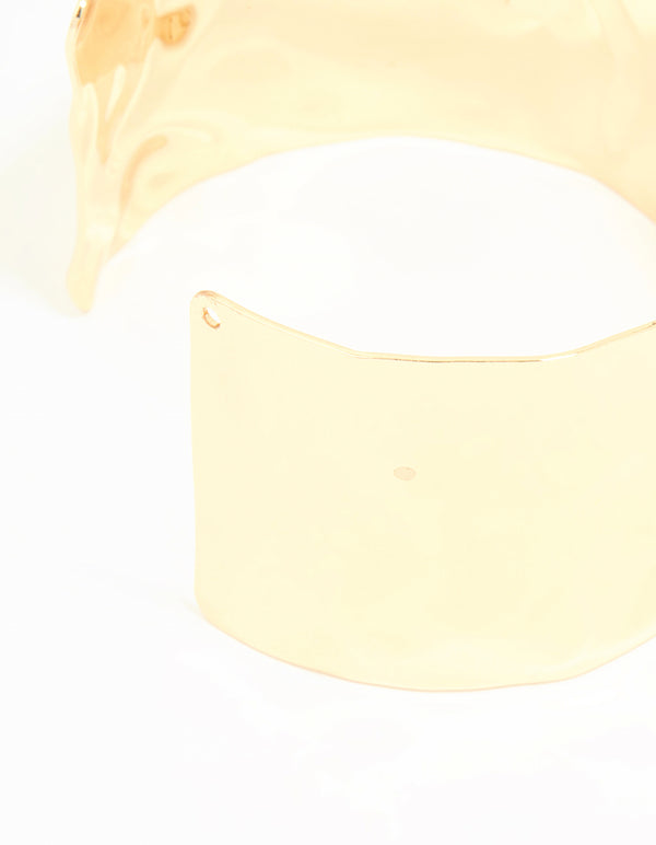 Gold Hammered Classic Wrist Cuff