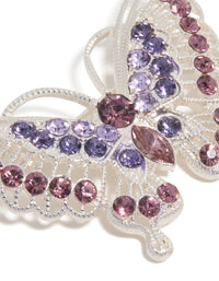 Silver Purple Diamante Butterfly Brooch - link has visual effect only